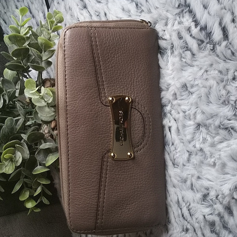 Michael Kors Brown Leather Wallet with Gold Accents
